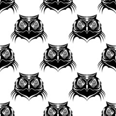 Seamless pattern illustration of an owl head