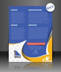 Obraz premium Broszura szkolna wektor, powrót ulotki, szablon