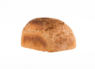 Crunchy crust appetizing bread isolated on white background.