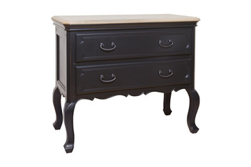 old antique chest of drawers isolated on white background