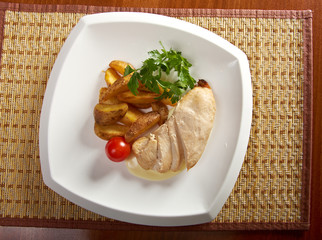 Roast chicken with potatoes