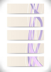 Set of business cards with purple swooshes