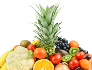 Naklejka na ściany i meble fruits and vegetables on white background