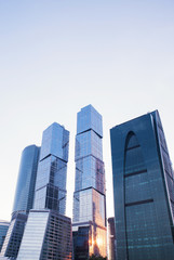 High modern skyscrapers, business center in megalopolis
