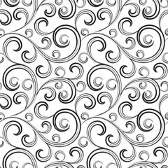 seamless abstract black floral background isolated