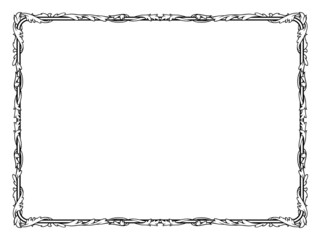 calligraphy penmanship curly baroque frame black