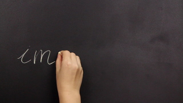 Positive thinking, writing possible on a blackboard