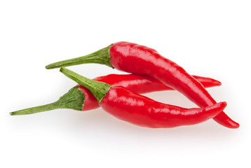 Three chili pepper isolated on white background