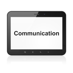 Marketing concept: Communication on tablet pc computer
