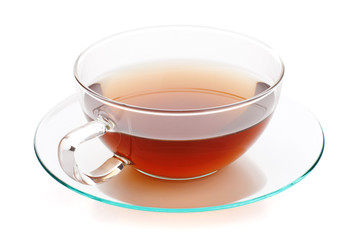 Hot tea in glass cup
