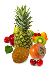 Fototapeta na wymiar Isolated image of different fruits closeup
