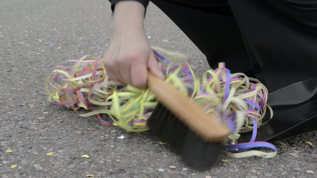 after party - woman cleaning the floor