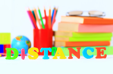 Fototapeta premium School supplies. The main word.