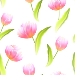 Seamless background with Tulips.