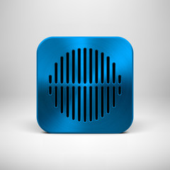 Blue Abstract App Icon Template with Metal Texture