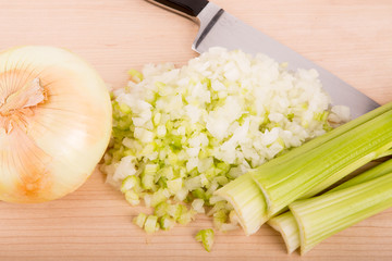 Chopped and Whole Onions and Celery