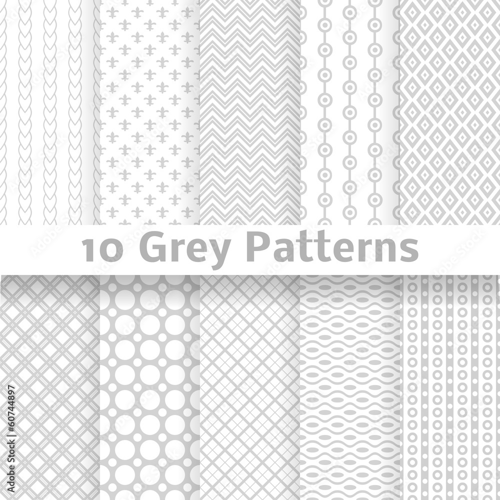 Wall mural grey vector seamless patterns (tiling).