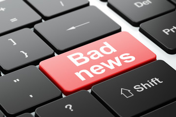 News concept: Bad News on computer keyboard background