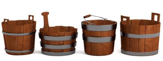 realistic 3d render of buckets