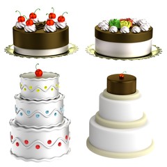 realistic 3d render of cakes