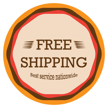 Simple oval sign for free shipping service, vintage retro design