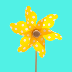 Gelbes Windrad als Blume oder Sonne zum Sommeranfang