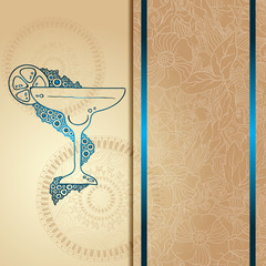 Template card with glass and bubbles, vector illustration.