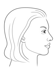 Schwarz-weiße Zeichnung eines Frauenportraits von der Seite