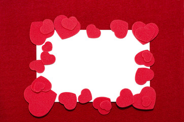 red hearts on white card