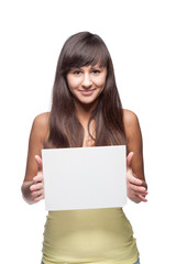 Fototapeta premium girl holding sign