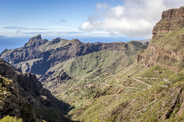 Fototapeta na wymiar Tenerife, Canary Islands, Spain - beautiful mountain road to Mas