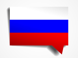 Russia flag paper 3d realistic speech bubble on white background