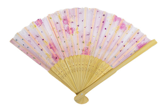 Traditional hand fan isolate on white background.