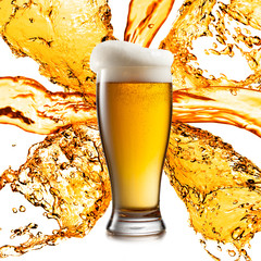Beer in glasses isolated on white background