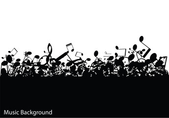 Abstract music background with notes, vector