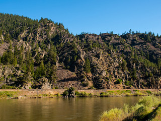 Wide Mountain River Cuts a Valley - Clark Fork River MT USA