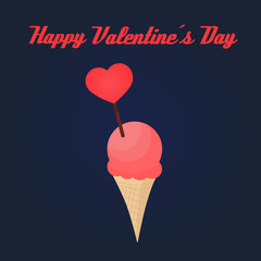 Strawberry Ice Cream with Heart - Happy Valentines Day