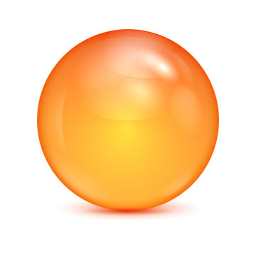 orange glass bowl isolated on white background.shiny sphere.vect
