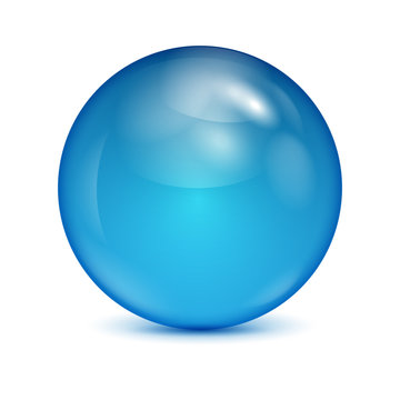 blue glass bowl isolated on white background.shiny sphere.vector