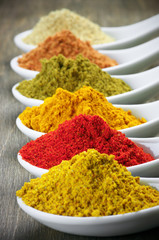 Assorted powder spices