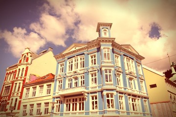 Fototapeta na wymiar Bergen, Norway - cross processing retro color tone