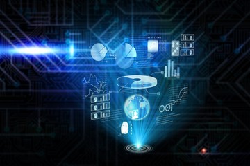 Composite image of futuristic black and blue background