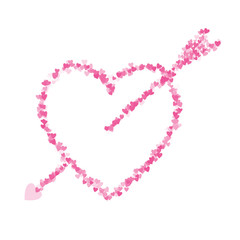 Cupids Arrow and Heart Made of Hearts