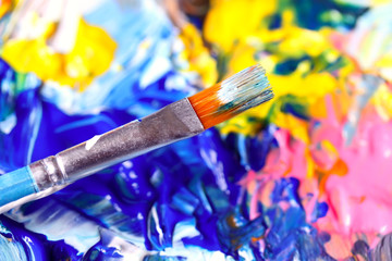 Closeup of brush and palette.