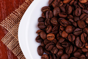 Plate with with coffee beans
