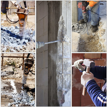 concrete structures demolition or by hand with chisel