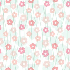 floral pastel seamless pattern, vector illustration