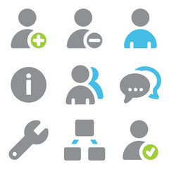 Users web icons blue green series