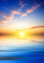 Fototapeta na wymiar Sky and reflection in the water. Beautiful seascape