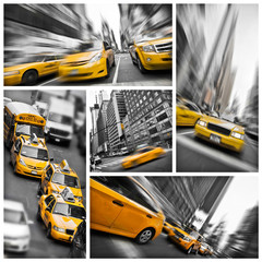 New York yellow taxis collage